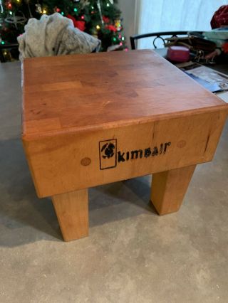 Vintage Kimball Wood Butcher Block Cutting Board Table 8” X 8” X 7 3/8” High