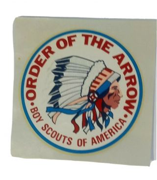 Vtg Boy Scout Bsa Order Of The Arrow Oa Chief Decal 3 1/2 " Dia Chicago Decal Co