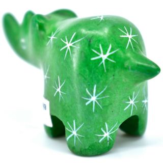 SMOLArt Hand Carved Soapstone Green Rhinoceros Miniature Figurine Made in Kenya 3