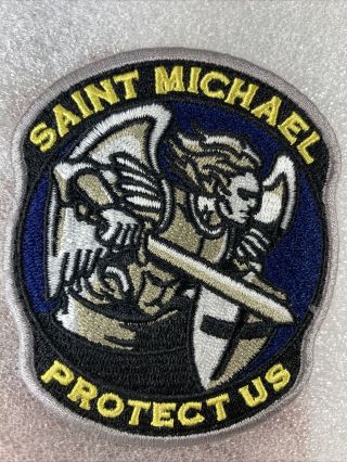 Saint Michael Protect Us Patch - Hook & Loop Backing - Morale/police/military