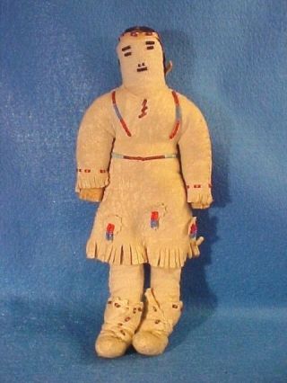 Great Example Late 19th C Early 20th C Central Plains Doll W/ Beaded Hide Dress