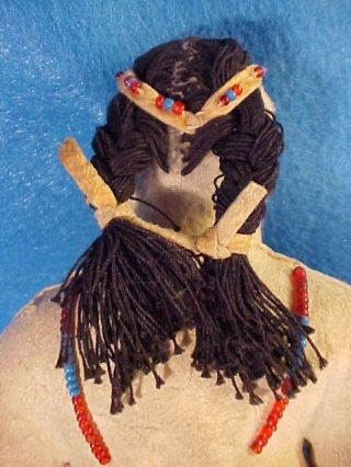 GREAT EXAMPLE LATE 19TH C EARLY 20TH C CENTRAL PLAINS DOLL W/ BEADED HIDE DRESS 3