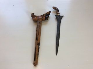 Old Antique Indonesian Javanese Keris Kris Sword Heavy Thick Blade