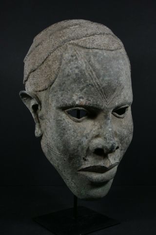 African Benin Bronze Oba King Mask - Nigeria Benin,  African Tribal Art Primitif