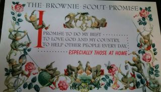 The Brownie Scout Promise Plaque Picture Girl Scouts Of America 12 " X 8 "