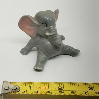 Vintage Elephant Figure Porcelain Ceramic Animal Trunk Up Mini Gray (g)