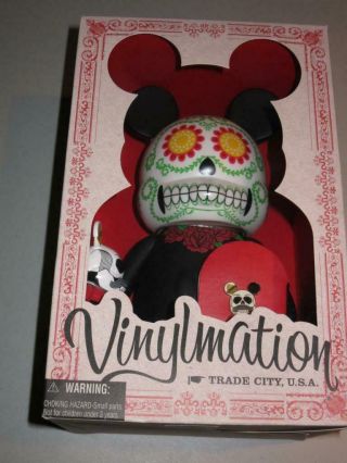 Disney Vinylmation 9 " Trade City Day Of The Dead Dia De Los Muertos Set W/pin
