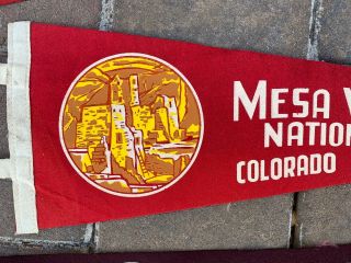 3 Colorado Souvenir Travel Pennants From The 1960 ' s Rocky Mt.  Mesa Verde Gr Lake 2