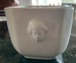 Antique Large White Ironstone Sugar Bowl With Faces