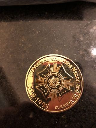Illinois Vfw 100 Years Commemorative Coin/token Golden With Reeded Edge.