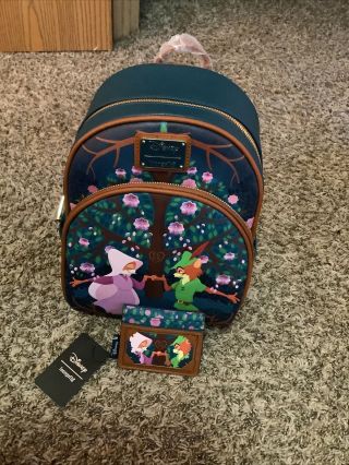 Loungefly Disney Robin Hood Floral Mini Backpack And Cardholder