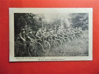 Boy Scout Postcard,  C1915 Official " Bicycle Patrol Awaiting Orders " (simmons)