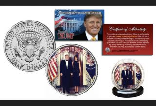 Donald & Melania Trump Official White House Xmas Photo Jfk Half Dollar U.  S.  Coin