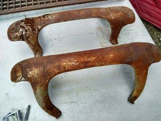 2 Antique Cast Iron Wood Coal Parlor Stove Parts Footrests? Marked D16