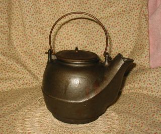 Antique Primitive Wagner? Small Heavy Cast Iron Tea Kettle Teapot W A Marking