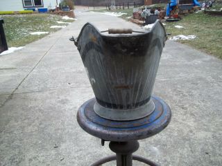 Vintage Antique Galvanized Coal Ash Bucket Fireplace Hog Scuttle Hearth 2