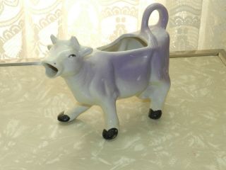 Vintage 50s Ceramic Purple Cow Creamer Arrow Japan Sticker 6 "