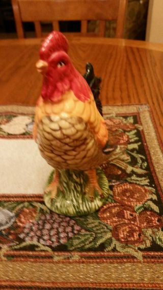 1 Vintage Ceramic Small Colorful Rooster Figurine 6 1/2 " Tall