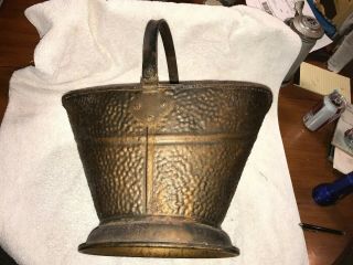 Vintage Hammered Ash Coal Scuttle Bucket Rustic Primitive Copper Or Brass