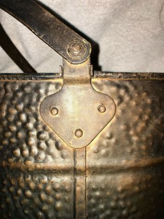 Vintage Hammered Ash Coal Scuttle Bucket Rustic Primitive Copper Or Brass 3