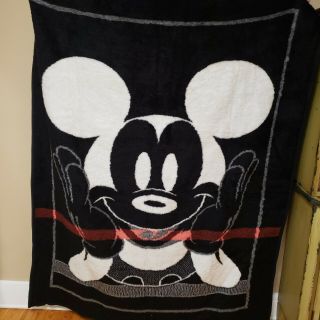 Vtg Biederlack Blanket Throw Mickey Mouse 75x59 Black White Red Made In Spain 2