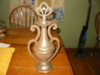 Vintage Round Oak Woodstove Stove Finial Cast Iron Nickel Plated Brass Tall Old