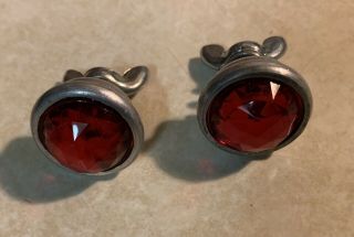 Two Vintage Matching Red Glass License Plate Toppers Reflectors Bicycle