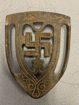 Antique 1920’s Good Luck Swastika Cast Iron Trivet