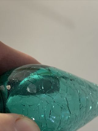Vintage Blenko Decanter Aqua Blue/Green Crackle Glass With Stopper 22.  5” Large 3