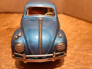 Vintage Bandai Battery Operated Tin Toy 10 " Vw Bug Car - Made In Japan