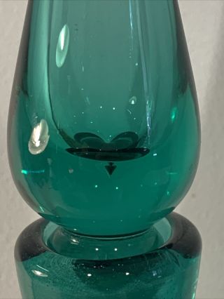 Vintage Blenko Decanter Aqua Blue/Green Glass With Stopper 23” Tall 3