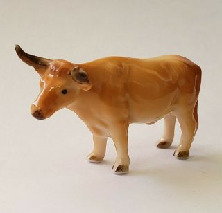Miniature Brown Cow/bull Figurine - Bone China - Japan Made