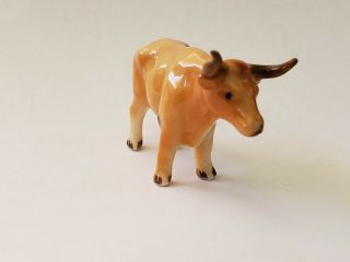 Miniature BROWN COW/Bull Figurine - bone China - Japan made 2