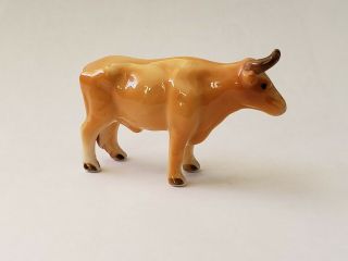 Miniature BROWN COW/Bull Figurine - bone China - Japan made 3
