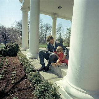 President John F.  Kennedy With Jfk Jr And Toy Pony 8x10 Photo