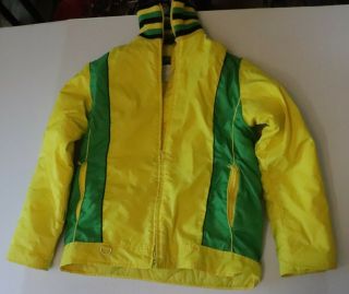 Vtg 1980s John Deere Snowmobile Suit Jacket,  Bibs Green And Yellow,  Women 
