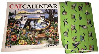Vintage Kliban Cat Calendar 2003 Images By B.  Kliban 12 Prints And Wrap Paper