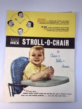 Vtg Antique Rex Stroll - O - Chair Paperwork
