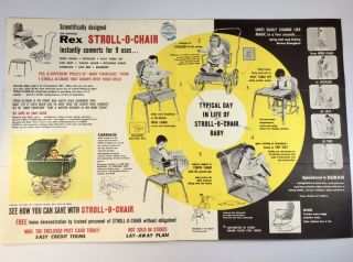 Vtg Antique Rex Stroll - O - Chair Paperwork 2