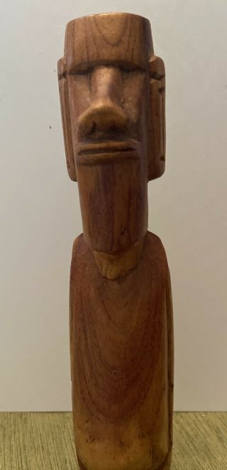 Vintage Rapa Nui Wood Carved Moai Statue Easter Islands Figurine 7”