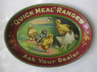 Rare Antique Quick Meal Ranges " Ask Your Dealer " Tin Litho Tip Tray