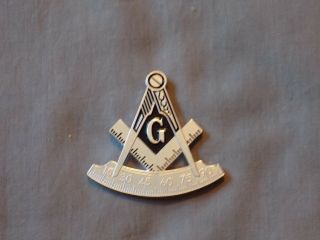 Masonic 2 1/4 " Car Emblem Past Master Cut Out Square Compass Metal Freemason