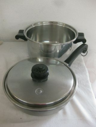 2 Vintage Saladmaster Pots/pans Stainless Steel With 1 Lid Fits Both Stock Pot