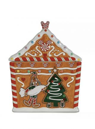 Disney Store Mickey Mouse And Friends Holiday Gingerbread House Cookie Jar 2