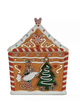 Disney Store Mickey Mouse And Friends Holiday Gingerbread House Cookie Jar 3