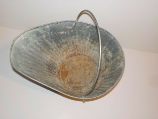 Vintage Metal Coal Scuttle Bucket Rustic Primitive Galvanized Ash 2