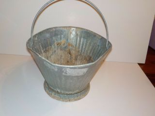 Vintage Metal Coal Scuttle Bucket Rustic Primitive Galvanized Ash 3