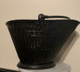 Vintage Galvanized 17 Reeves Coal / Ash Bucket Fireplace Hog Scuttle