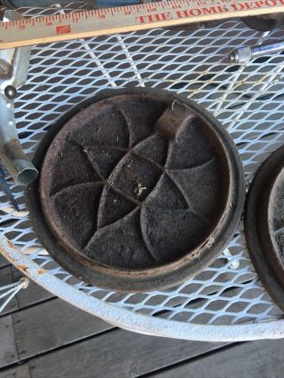 Vintage Wood Cook Stove Cast Iron Burner Cover Plate/lid?? 8 1/4  (2 Lids)