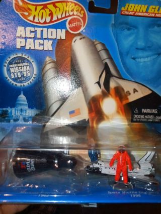 Vintage 1998 Hot Wheels John Glenn Astronaut Action Pack Mission Sts - 95 Gemini